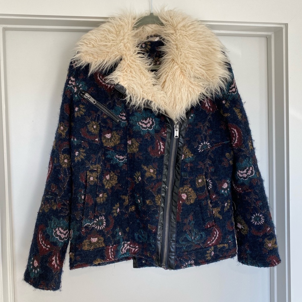 Free People Talon Fur Lined Coat